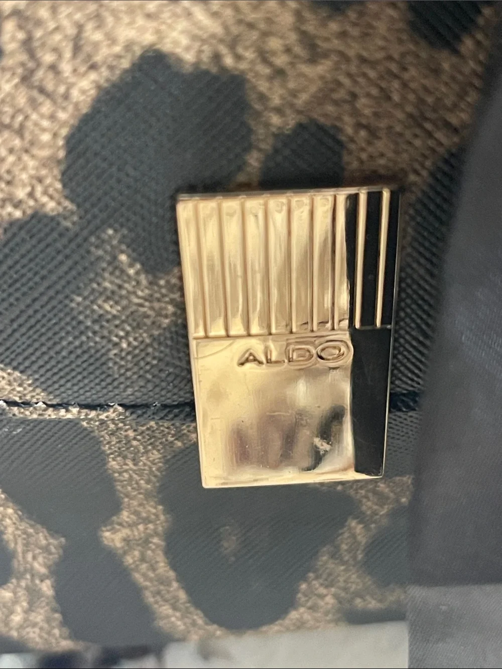 Aldo Black and Brown Leopard-Print Satchel with Black Bow Accent